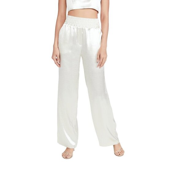 NWT Cinq à Sept ivory shiny wide leg pants, XS - Picture 6 of 16